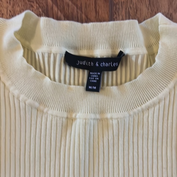 Judith & Charles Yellow Short Sleeve Ribbed Sweater Medium - Picture 6 of 11